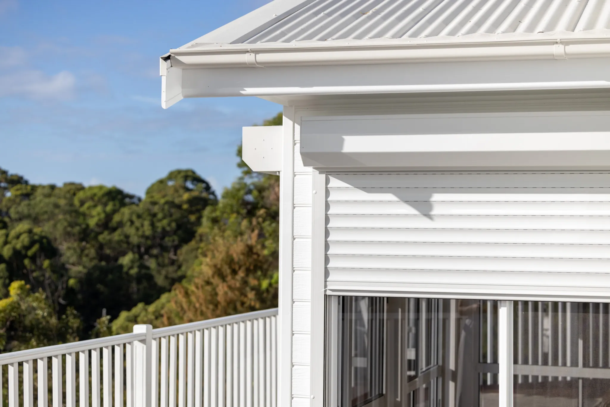 Interior view through roller shutters