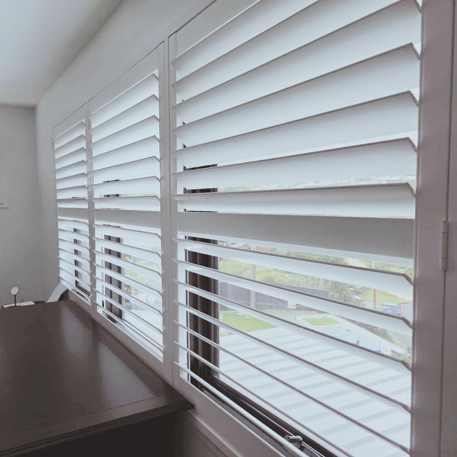 White plantation shutters bedroom Newcastle