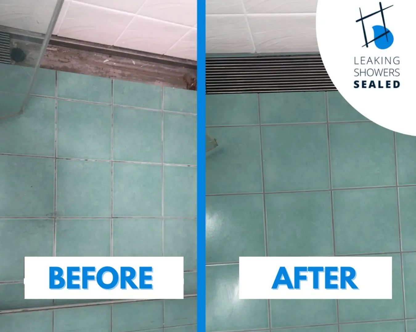 Regrouted shower tiles Sydney, before and after