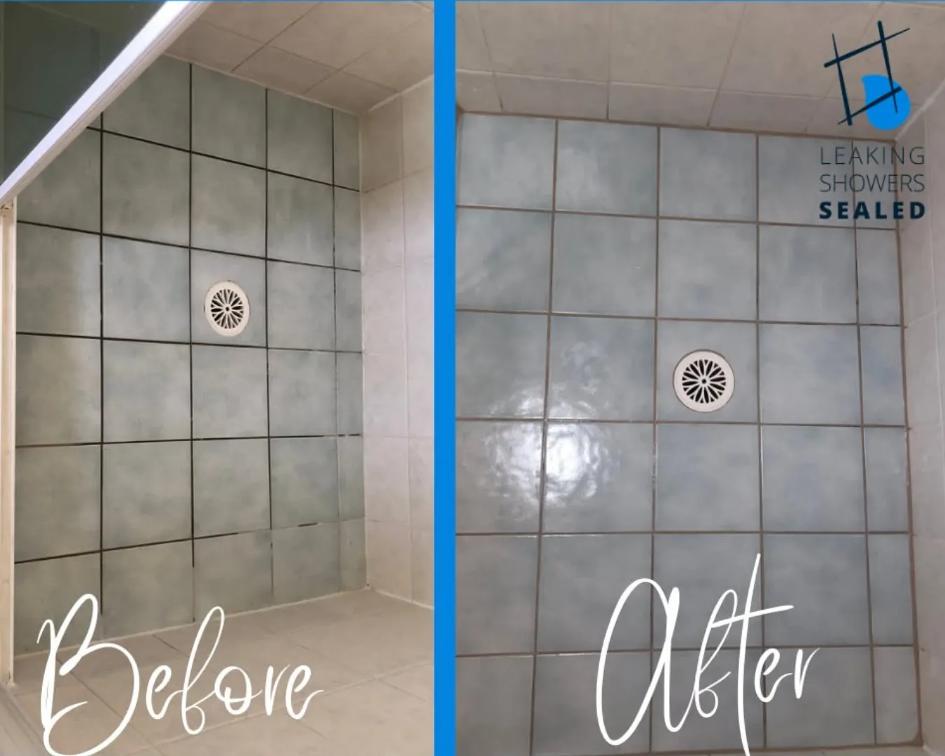 Sealed shower recess, before and after