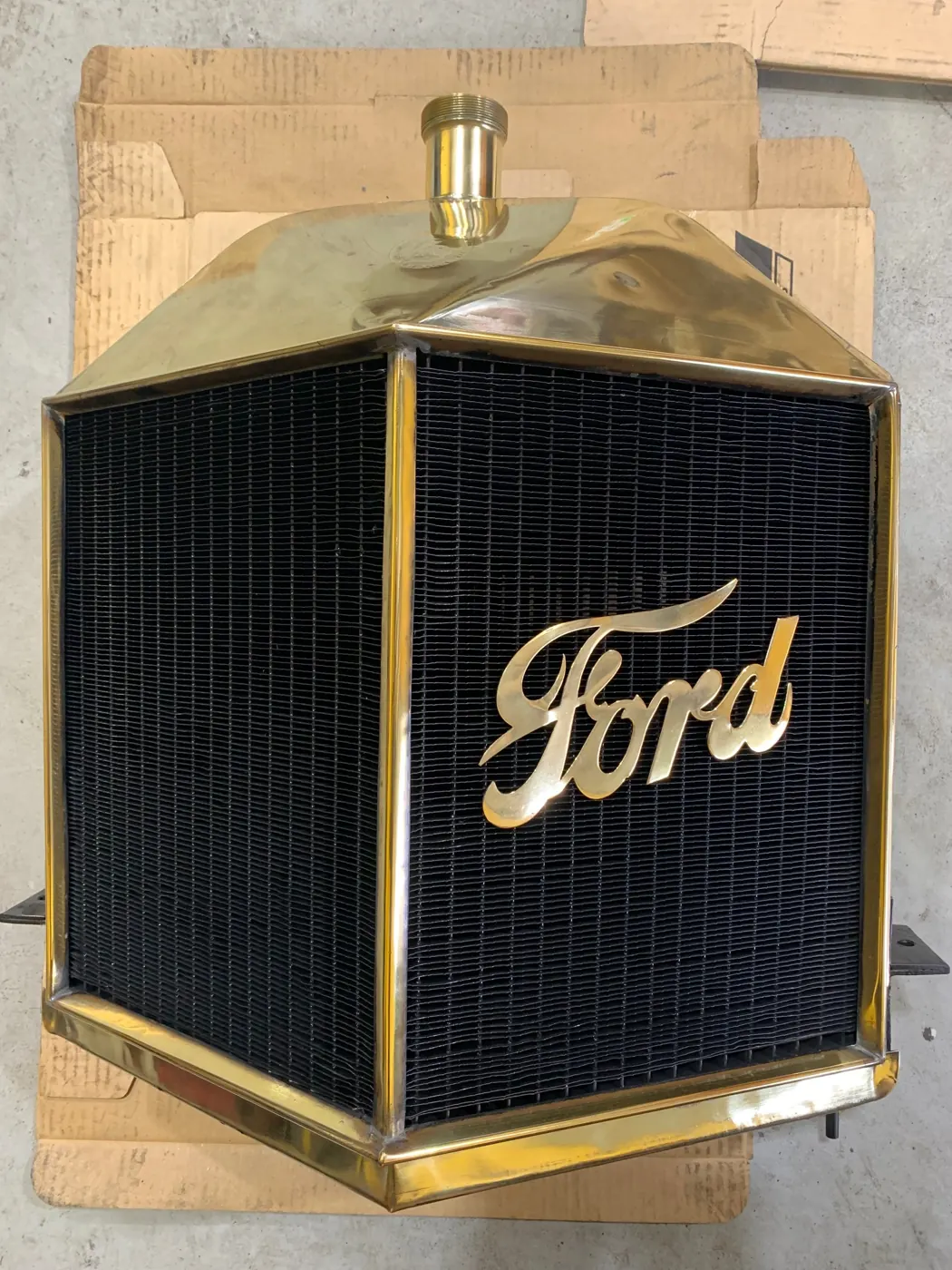 Polished brass Ford radiator restored at Radiators Perth